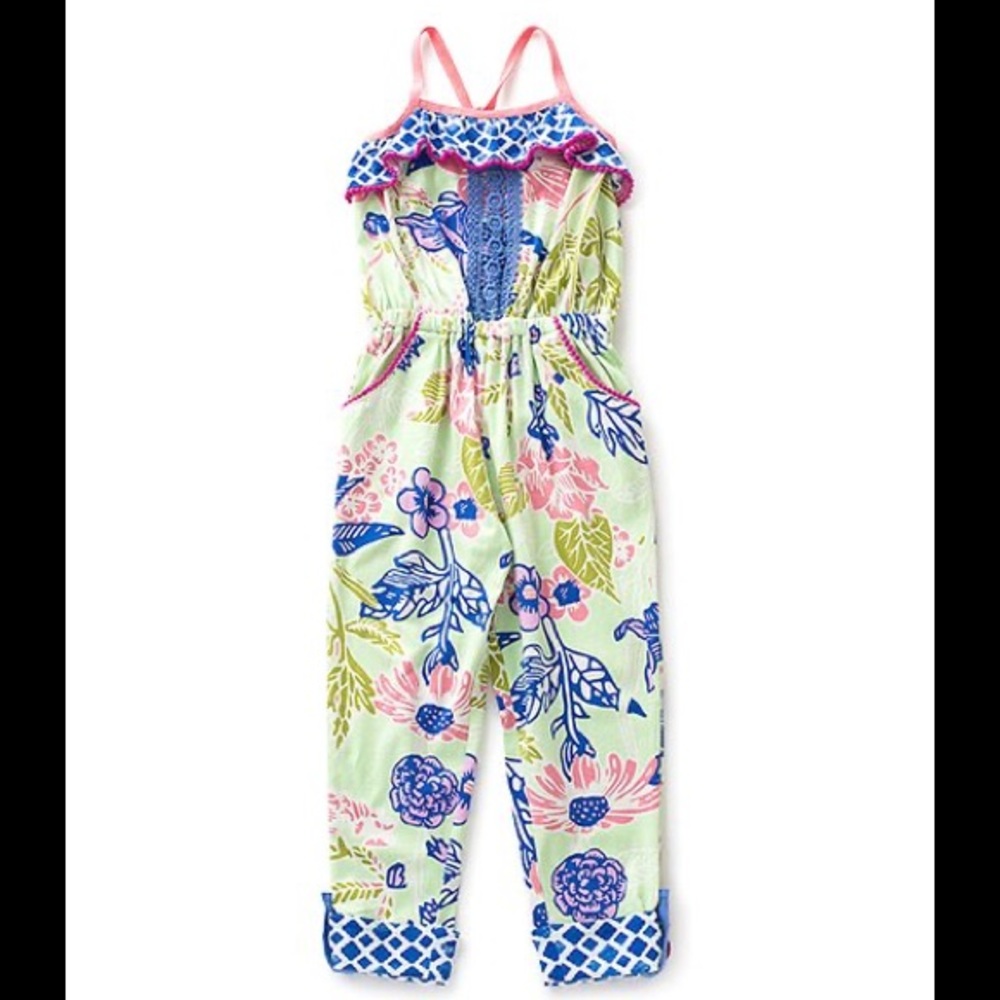 Matilda Jane White/Blue Floral Horseshoe Jumpsuit